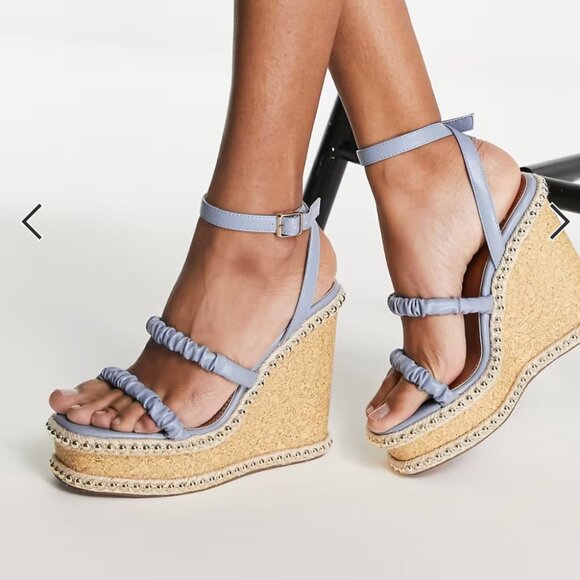 ASOS DESIGN Tulum strappy wedges in blue - Picture 4 of 5